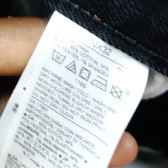 Old Navy Custom Slim Denim Jeans Men 30 X 32 Black Neon Orange Ripped - Picture 6 of 7